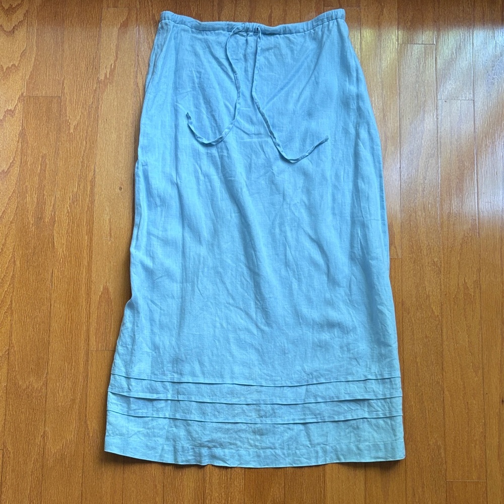 Finity Linen Light Blue  Maxi Skirt with Drawstring Waist